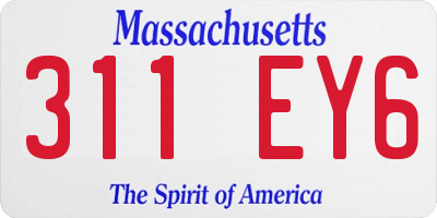 MA license plate 311EY6