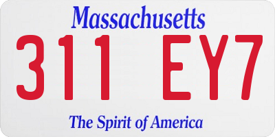 MA license plate 311EY7