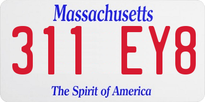 MA license plate 311EY8