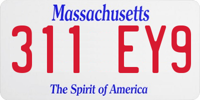 MA license plate 311EY9