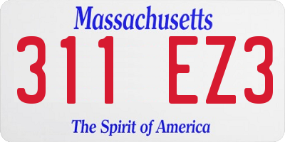 MA license plate 311EZ3