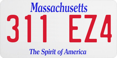 MA license plate 311EZ4