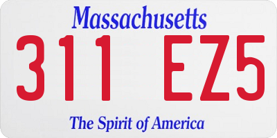 MA license plate 311EZ5