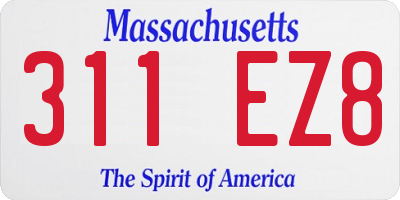 MA license plate 311EZ8