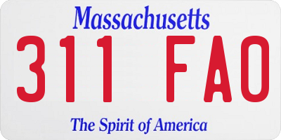 MA license plate 311FA0