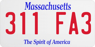 MA license plate 311FA3