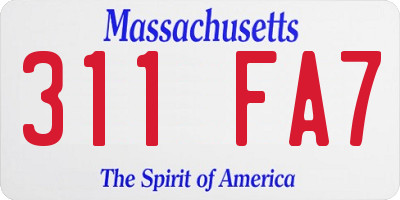 MA license plate 311FA7