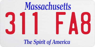 MA license plate 311FA8