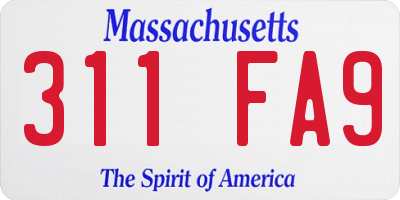 MA license plate 311FA9