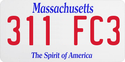MA license plate 311FC3