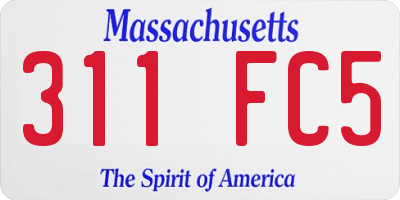 MA license plate 311FC5