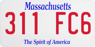 MA license plate 311FC6