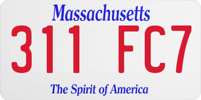 MA license plate 311FC7