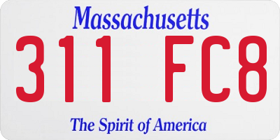 MA license plate 311FC8