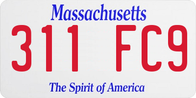 MA license plate 311FC9