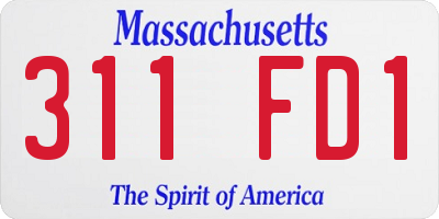 MA license plate 311FD1
