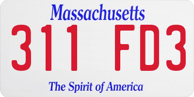 MA license plate 311FD3