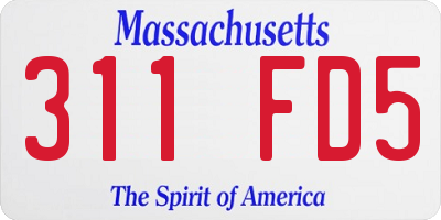 MA license plate 311FD5