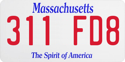 MA license plate 311FD8