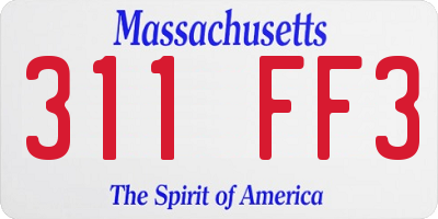 MA license plate 311FF3