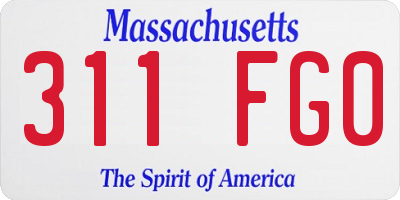 MA license plate 311FG0