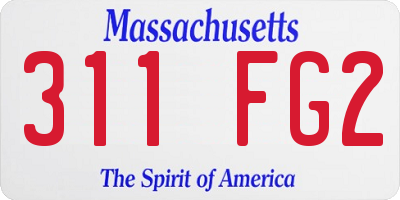 MA license plate 311FG2