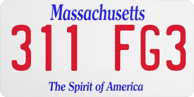 MA license plate 311FG3