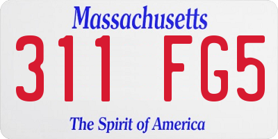 MA license plate 311FG5