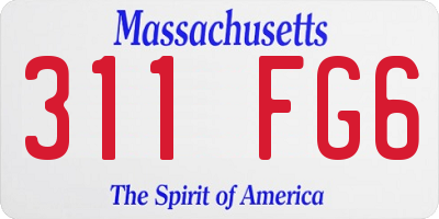 MA license plate 311FG6