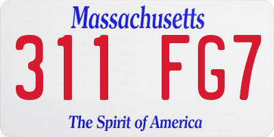 MA license plate 311FG7