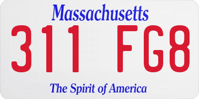 MA license plate 311FG8