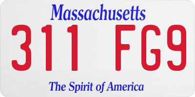 MA license plate 311FG9