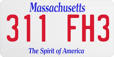 MA license plate 311FH3