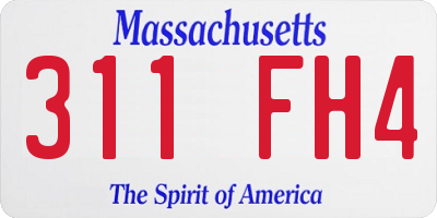 MA license plate 311FH4