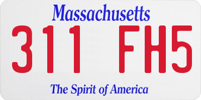 MA license plate 311FH5