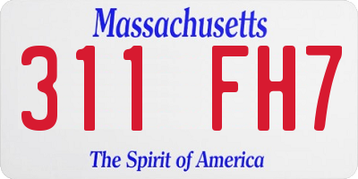 MA license plate 311FH7