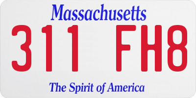 MA license plate 311FH8