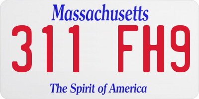 MA license plate 311FH9