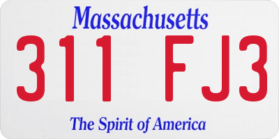 MA license plate 311FJ3