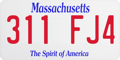 MA license plate 311FJ4