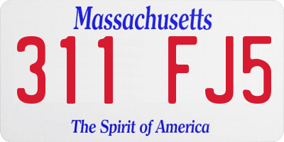 MA license plate 311FJ5