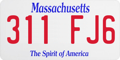 MA license plate 311FJ6