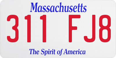 MA license plate 311FJ8