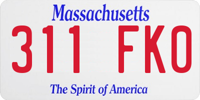 MA license plate 311FK0