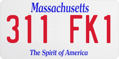 MA license plate 311FK1