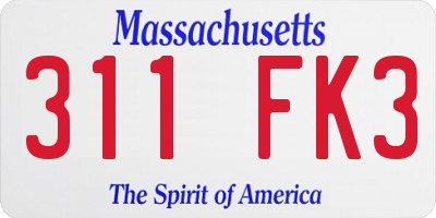 MA license plate 311FK3