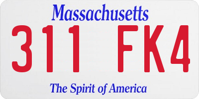 MA license plate 311FK4
