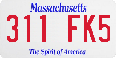 MA license plate 311FK5