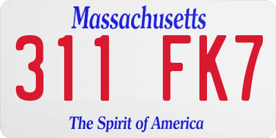 MA license plate 311FK7