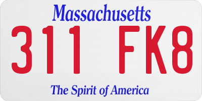 MA license plate 311FK8